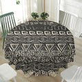 Beige Aztec Pattern Print Waterproof Round Tablecloth