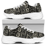 Beige Aztec Pattern Print White Chunky Shoes