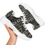 Beige Aztec Pattern Print White Chunky Shoes