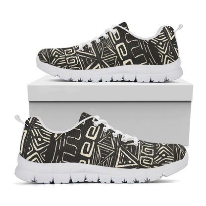 Beige Aztec Pattern Print White Running Shoes
