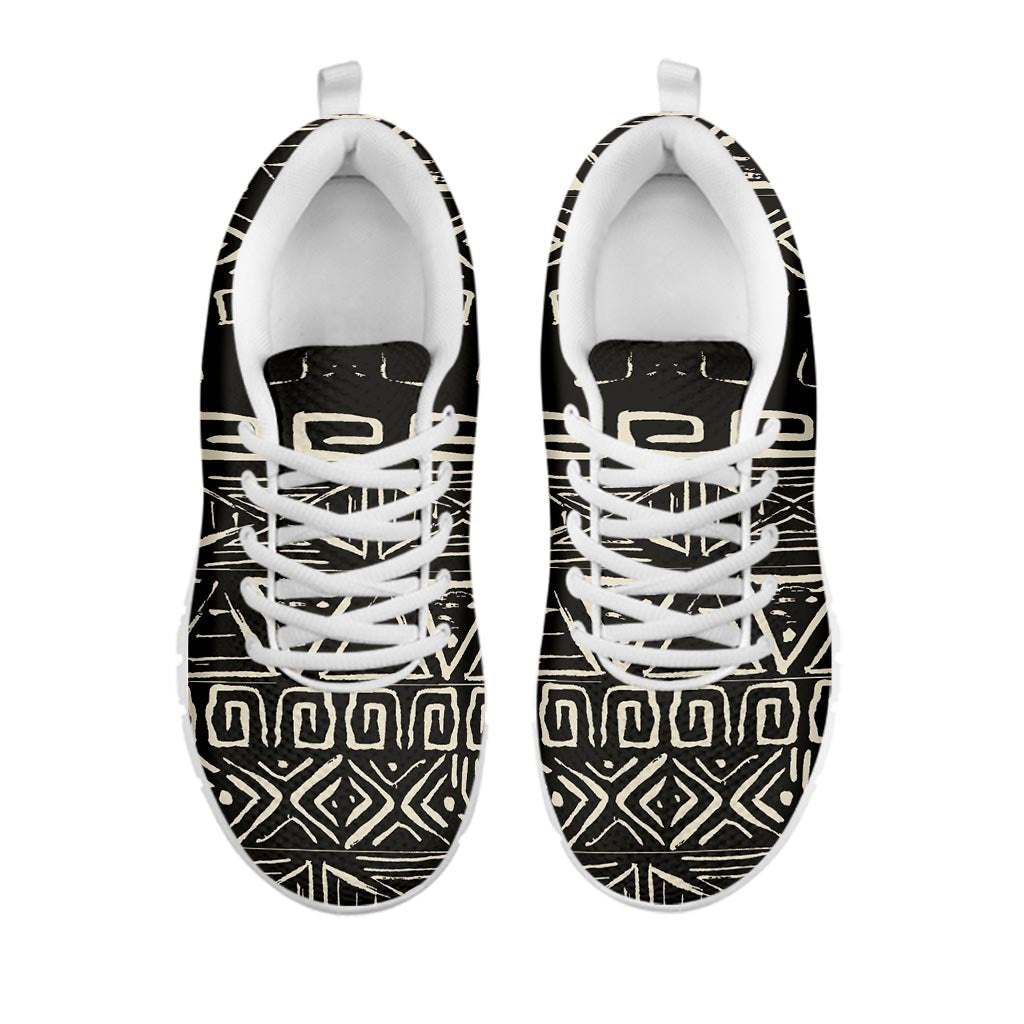 Beige Aztec Pattern Print White Running Shoes