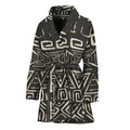 Beige Aztec Pattern Print Women's Bathrobe
