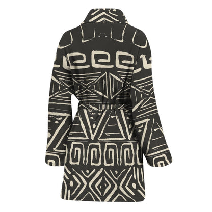 Beige Aztec Pattern Print Women's Bathrobe