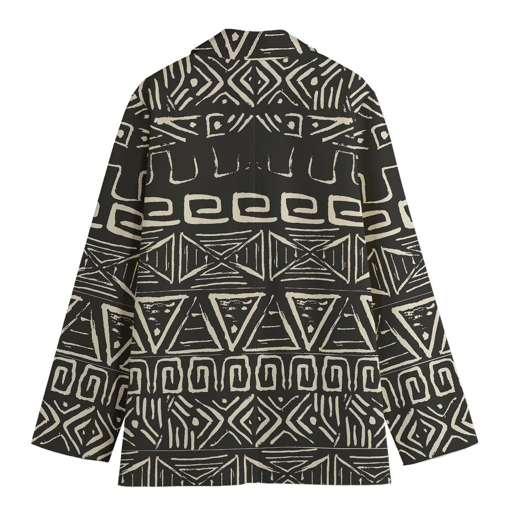Beige Aztec Pattern Print Women's Blazer