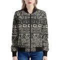 Beige Aztec Pattern Print Women's Bomber Jacket