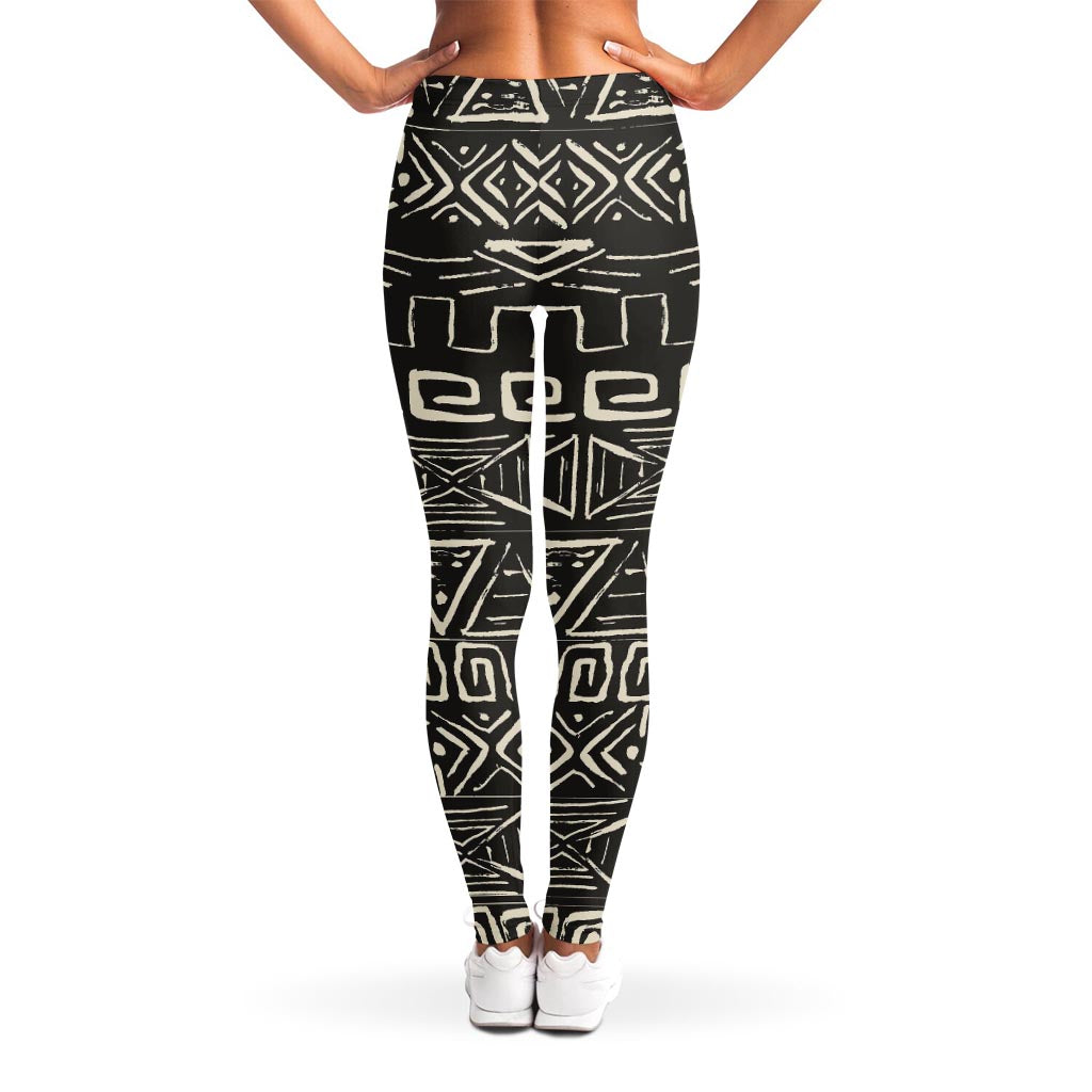 Beige Aztec Pattern Print Women's Leggings