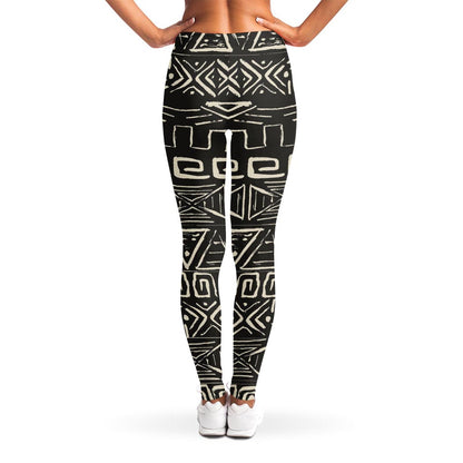 Beige Aztec Pattern Print Women's Leggings