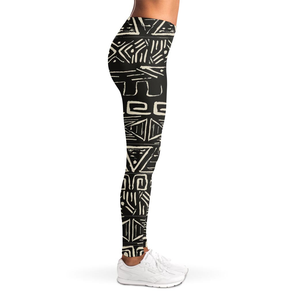 Beige Aztec Pattern Print Women's Leggings