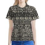 Beige Aztec Pattern Print Women's Polo Shirt