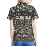 Beige Aztec Pattern Print Women's Polo Shirt