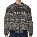Beige Aztec Pattern Print Zip Sleeve Bomber Jacket
