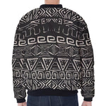 Beige Aztec Pattern Print Zip Sleeve Bomber Jacket