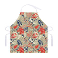 Beige Bohemian Floral Pattern Print Adjustable Apron