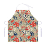 Beige Bohemian Floral Pattern Print Adjustable Apron