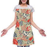 Beige Bohemian Floral Pattern Print Adjustable Apron
