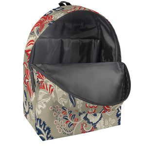 Beige Bohemian Floral Pattern Print Backpack