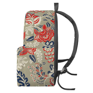 Beige Bohemian Floral Pattern Print Backpack