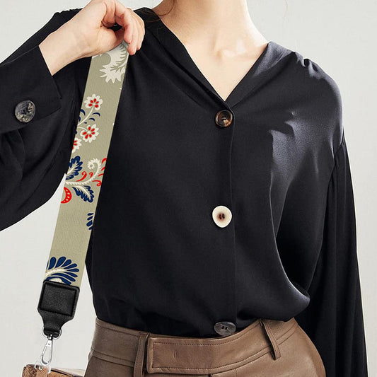 Beige Bohemian Floral Pattern Print Bag Strap