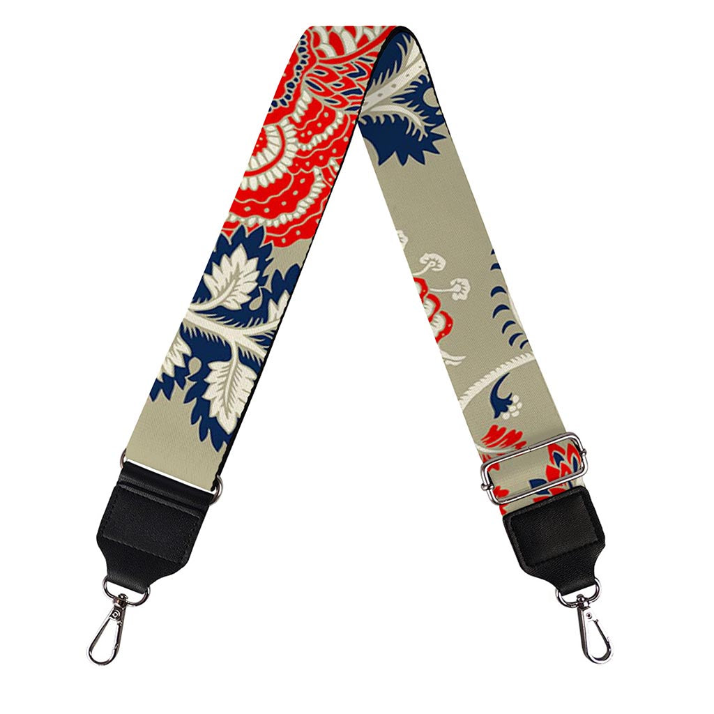 Beige Bohemian Floral Pattern Print Bag Strap