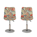 Beige Bohemian Floral Pattern Print Bar Stool Covers