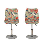 Beige Bohemian Floral Pattern Print Bar Stool Covers