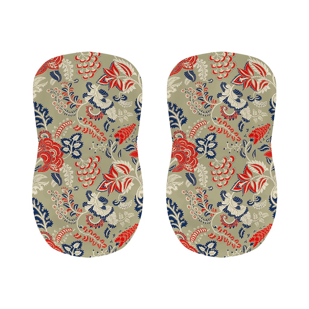 Beige Bohemian Floral Pattern Print Bar Stool Covers