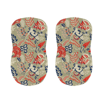 Beige Bohemian Floral Pattern Print Bar Stool Covers