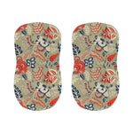 Beige Bohemian Floral Pattern Print Bar Stool Covers
