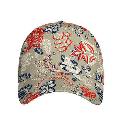 Beige Bohemian Floral Pattern Print Baseball Cap