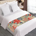 Beige Bohemian Floral Pattern Print Bed Runner