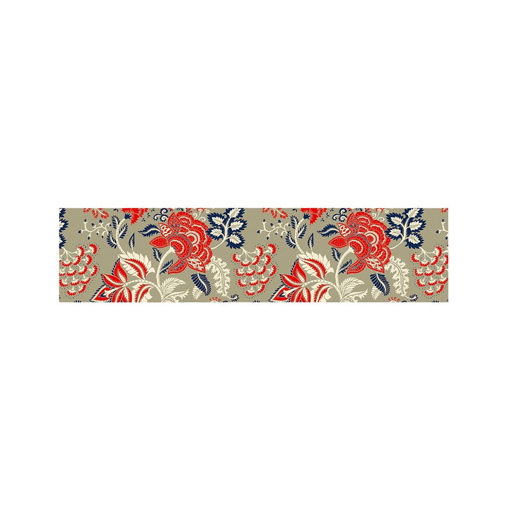 Beige Bohemian Floral Pattern Print Bed Runner