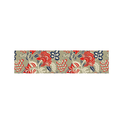 Beige Bohemian Floral Pattern Print Bed Runner