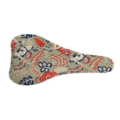 Beige Bohemian Floral Pattern Print Bicycle Seat Cover