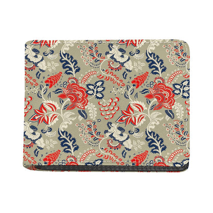 Beige Bohemian Floral Pattern Print Bifold Wallet