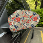 Beige Bohemian Floral Pattern Print Car Side Mirror Covers