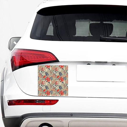 Beige Bohemian Floral Pattern Print Car Sticker