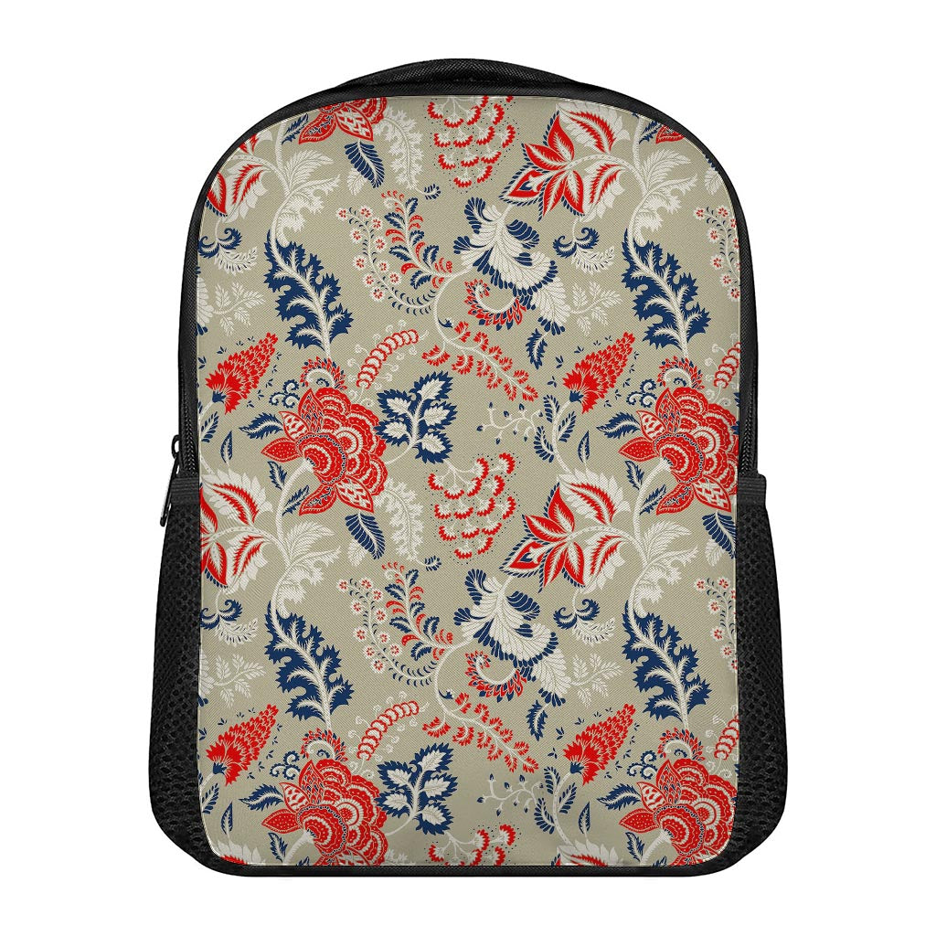 Beige Bohemian Floral Pattern Print Casual Backpack