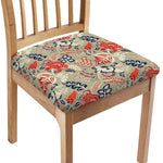 Beige Bohemian Floral Pattern Print Chair Cushion Cover