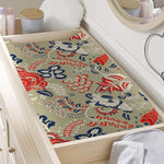 Beige Bohemian Floral Pattern Print Changing Pad Cover