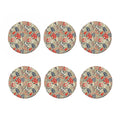 Beige Bohemian Floral Pattern Print Coaster Set