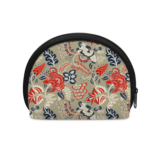 Beige Bohemian Floral Pattern Print Coin Purse