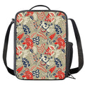 Beige Bohemian Floral Pattern Print Crossbody Lunch Bag