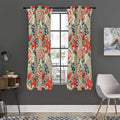 Beige Bohemian Floral Pattern Print Grommet Curtain Panels