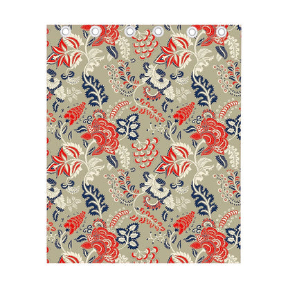 Beige Bohemian Floral Pattern Print Curtain