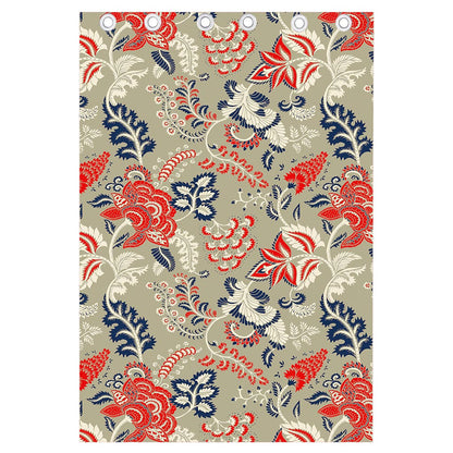 Beige Bohemian Floral Pattern Print Curtain