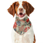Beige Bohemian Floral Pattern Print Dog Bandana