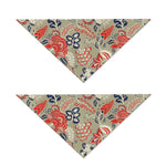 Beige Bohemian Floral Pattern Print Dog Bandana