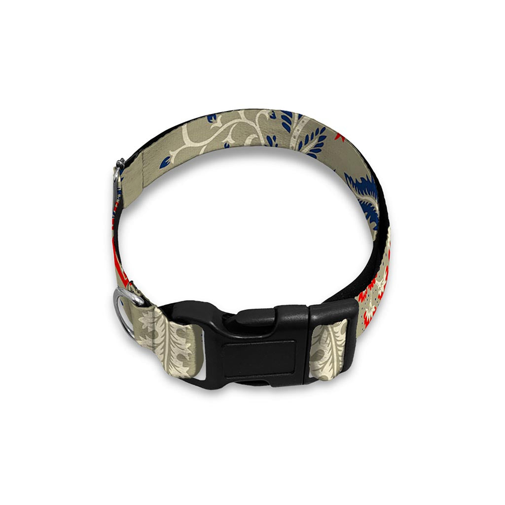 Beige Bohemian Floral Pattern Print Dog Collar
