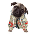 Beige Bohemian Floral Pattern Print Dog Zip Up Hoodie
