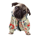 Beige Bohemian Floral Pattern Print Dog Zip Up Hoodie